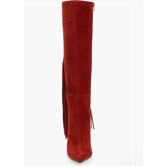 Jeffrey Campbell Galloping Knee High Fringe Boot in Rust Suede - Picture 4 of 8